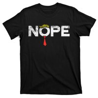 Nope Anti Trump Red Tie Wig Stop Donald Trump Funny Impeach T-Shirt