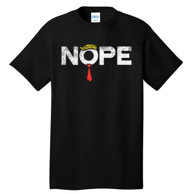 Nope Anti Trump Red Tie Wig Stop Donald Trump Funny Impeach Tall T-Shirt