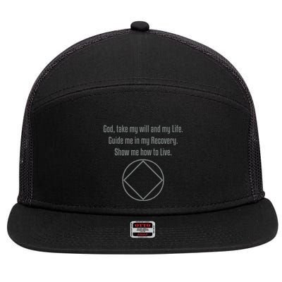 Narcotics Anonymous Third Step Prayer Na Aa 7 Panel Mesh Trucker Snapback Hat