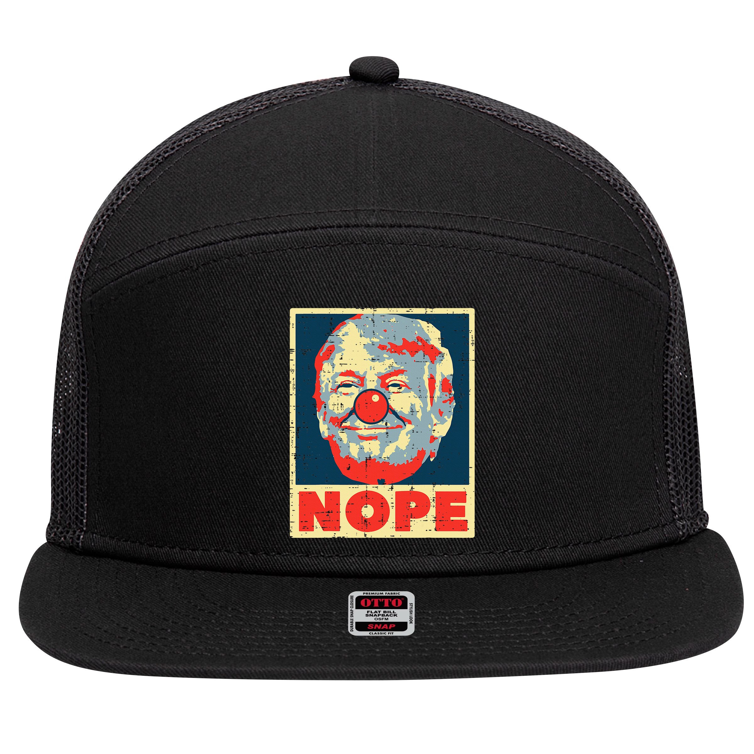 Nope Anti Trump Clown Impeach No Donald 7 Panel Mesh Trucker Snapback Hat