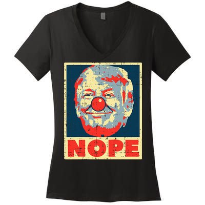 Nope Anti Trump Clown Impeach No Donald Women's V-Neck T-Shirt