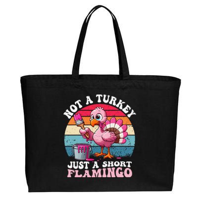 Not A Turkey Just A Short Flamingo Funny Thanksgiving Saying Cotton Canvas Jumbo Tote