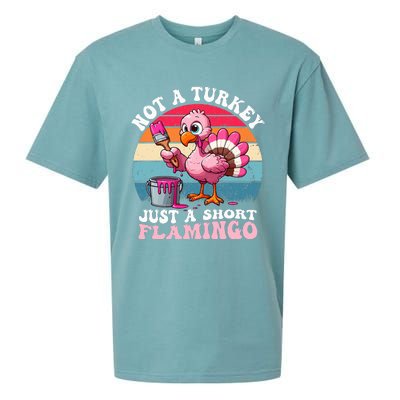 Not A Turkey Just A Short Flamingo Funny Thanksgiving Saying Sueded Cloud Jersey T-Shirt