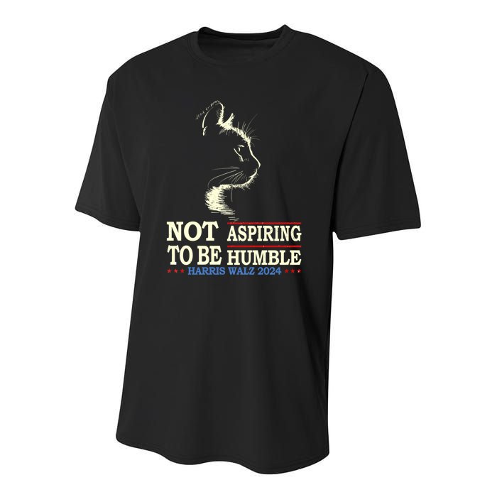 Not Aspiring To Be Humble Cat Lady Kamala Harris Tim Walz 24 Youth Performance Sprint T-Shirt