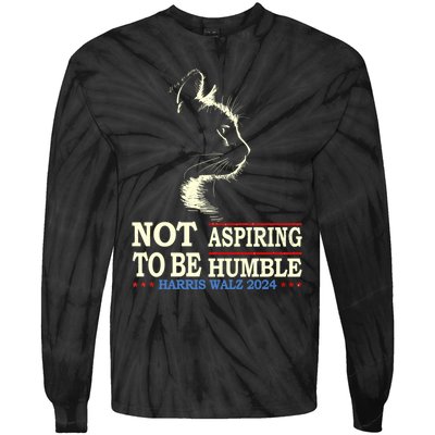 Not Aspiring To Be Humble Cat Lady Kamala Harris Tim Walz 24 Tie-Dye Long Sleeve Shirt