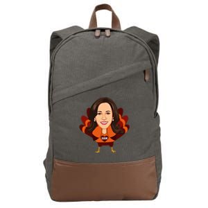 Not A Turkey Funny Thanksgiving Kamala Harris Disguise Meme Cotton Canvas Backpack