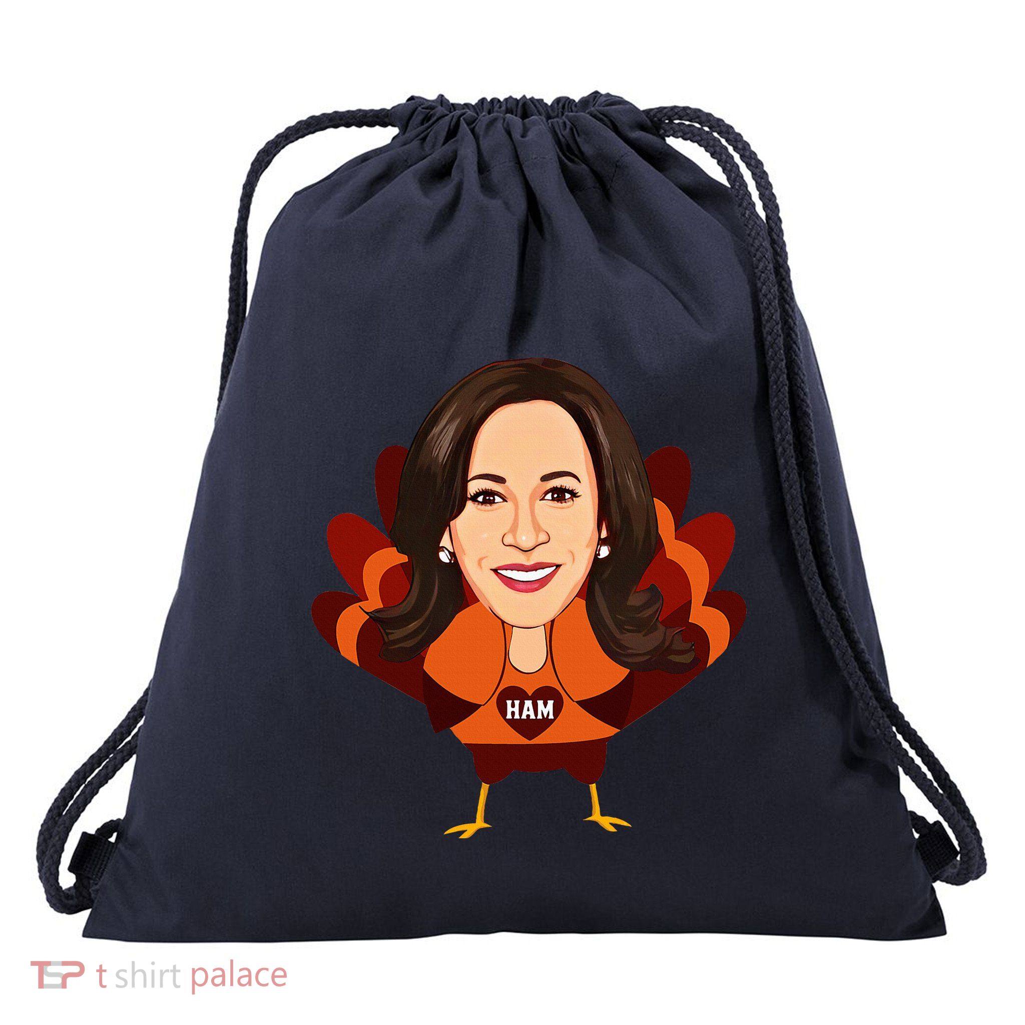 Not A Turkey Funny Thanksgiving Kamala Harris Disguise Meme Drawstring Bag
