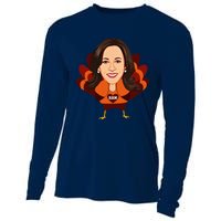 Not A Turkey Funny Thanksgiving Kamala Harris Disguise Meme Cooling Performance Long Sleeve Crew