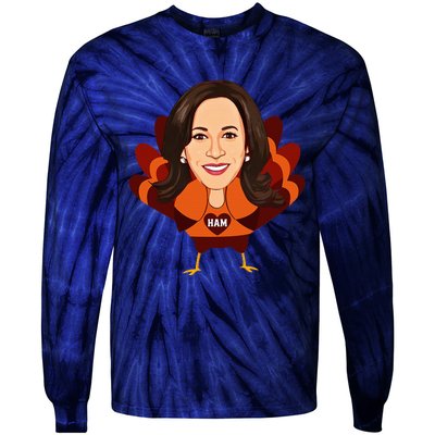 Not A Turkey Funny Thanksgiving Kamala Harris Disguise Meme Tie-Dye Long Sleeve Shirt