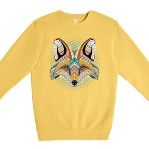 Native American Tribal Fox Face Premium Crewneck Sweatshirt