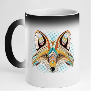 Native American Tribal Fox Face 11oz Black Color Changing Mug