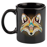 Native American Tribal Fox Face 11oz C Handle Ceramic Mug