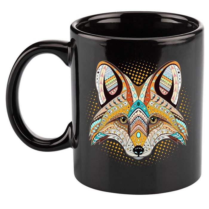 Native American Tribal Fox Face 11oz C Handle Ceramic Mug
