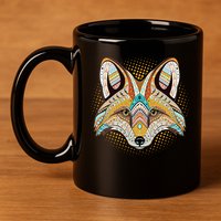 Native American Tribal Fox Face 11oz C Handle Ceramic Mug