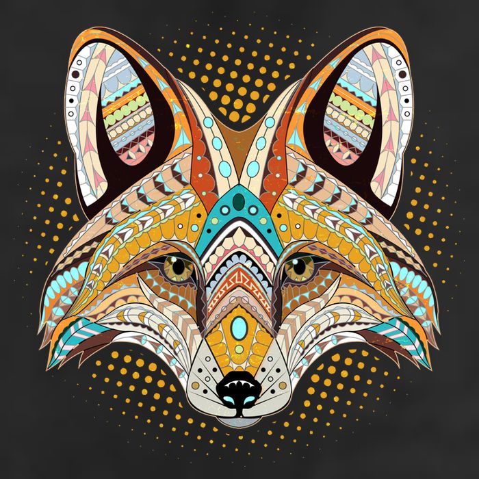 Native American Tribal Fox Face 11oz C Handle Ceramic Mug