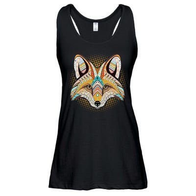 Native American Tribal Fox Face Ladies Essential Flowy Tank
