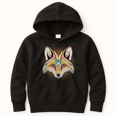 Native American Tribal Fox Face Kids Hoodie