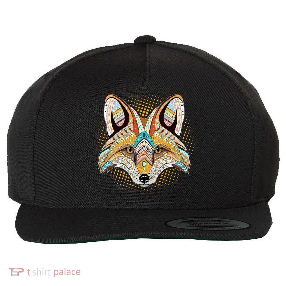 Native American Tribal Fox Face Wool Snapback Cap
