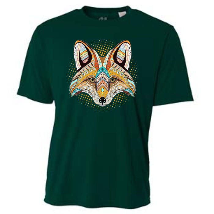 Native American Tribal Fox Face Cooling Performance Crew T-Shirt