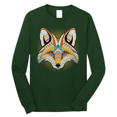 Native American Tribal Fox Face Long Sleeve Shirt