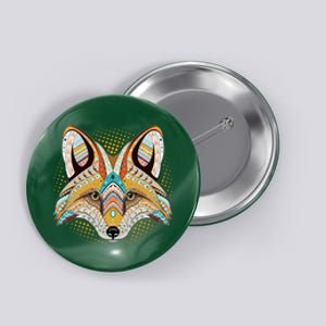 Native American Tribal Fox Face Button