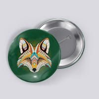 Native American Tribal Fox Face Button