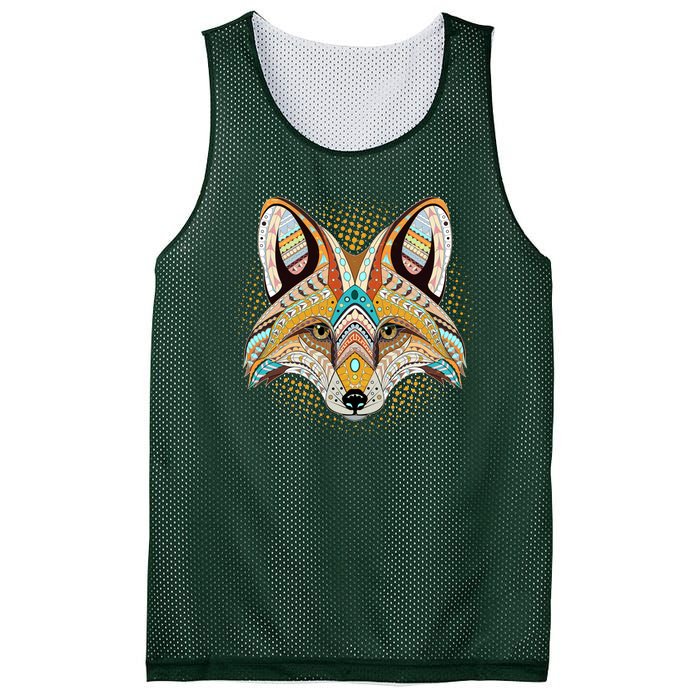 Native American Tribal Fox Face Mesh Reversible Basketball Jersey Tank