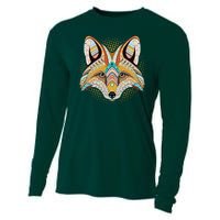 Native American Tribal Fox Face Cooling Performance Long Sleeve Crew