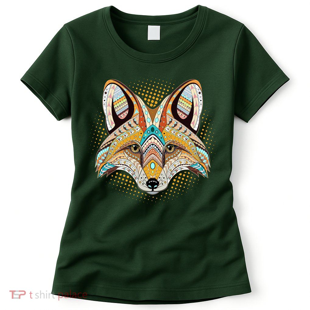 Native American Tribal Fox Face Womens T-Shirt