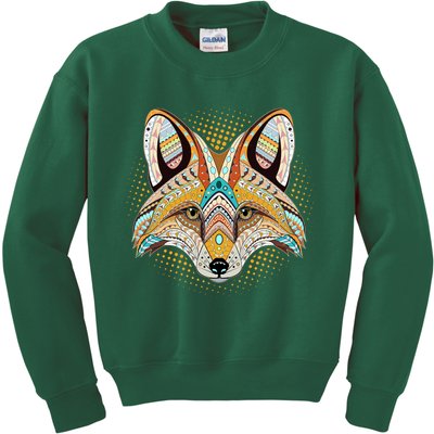 Native American Tribal Fox Face Kids Sweatshirt