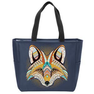 Native American Tribal Fox Face Zip Tote Bag