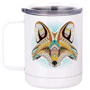 Native American Tribal Fox Face 12 oz Stainless Steel Tumbler Cup