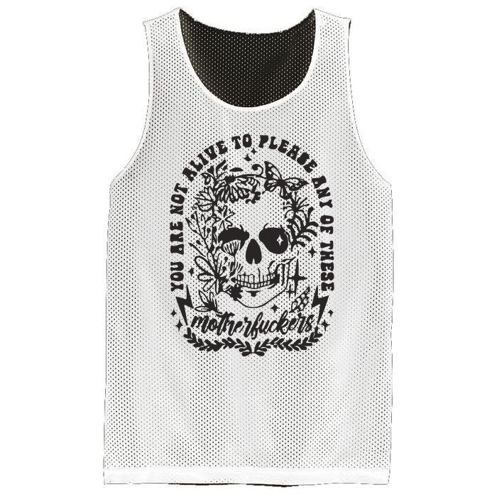 Not Alive To Please Sarcastic Adult Humor Boho Retro Gothic Skeleton Mesh Reversible Basketball Jersey Tank