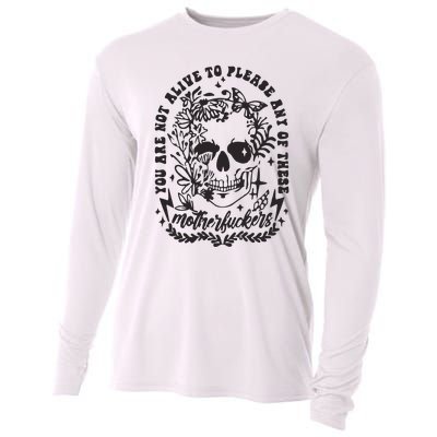 Not Alive To Please Sarcastic Adult Humor Boho Retro Gothic Skeleton Cooling Performance Long Sleeve Crew