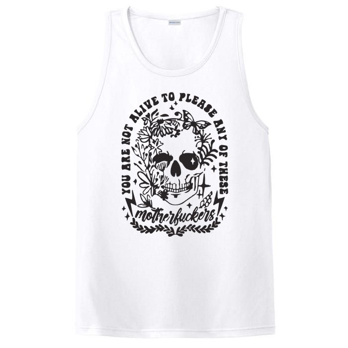 Not Alive To Please Sarcastic Adult Humor Boho Retro Gothic Skeleton PosiCharge Competitor Tank