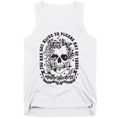 Not Alive To Please Sarcastic Adult Humor Boho Retro Gothic Skeleton Tank Top