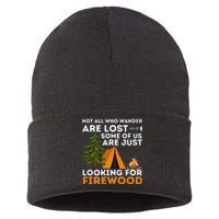 Not All Those Who Wander Are Lost Funny Camping Outdoor Sustainable Knit Beanie