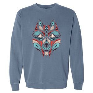 Native American Tribal Wolf Face Garment-Dyed Sweatshirt