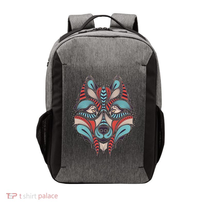 Native American Tribal Wolf Face Vector Backpack