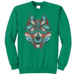 Native American Tribal Wolf Face Sweatshirt