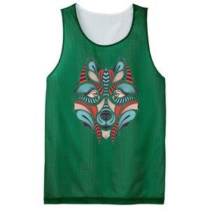 Native American Tribal Wolf Face Mesh Reversible Basketball Jersey Tank