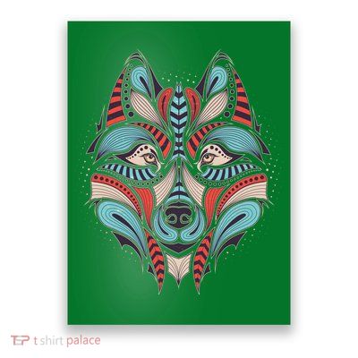 Native American Tribal Wolf Face Poster