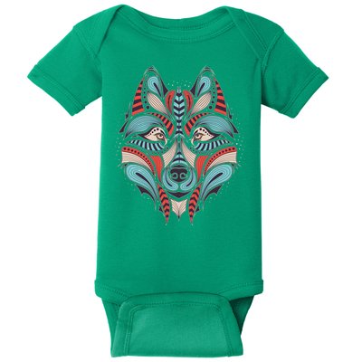 Native American Tribal Wolf Face Baby Bodysuit