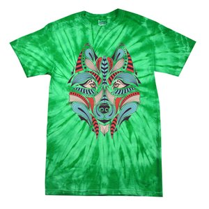 Native American Tribal Wolf Face Tie-Dye T-Shirt