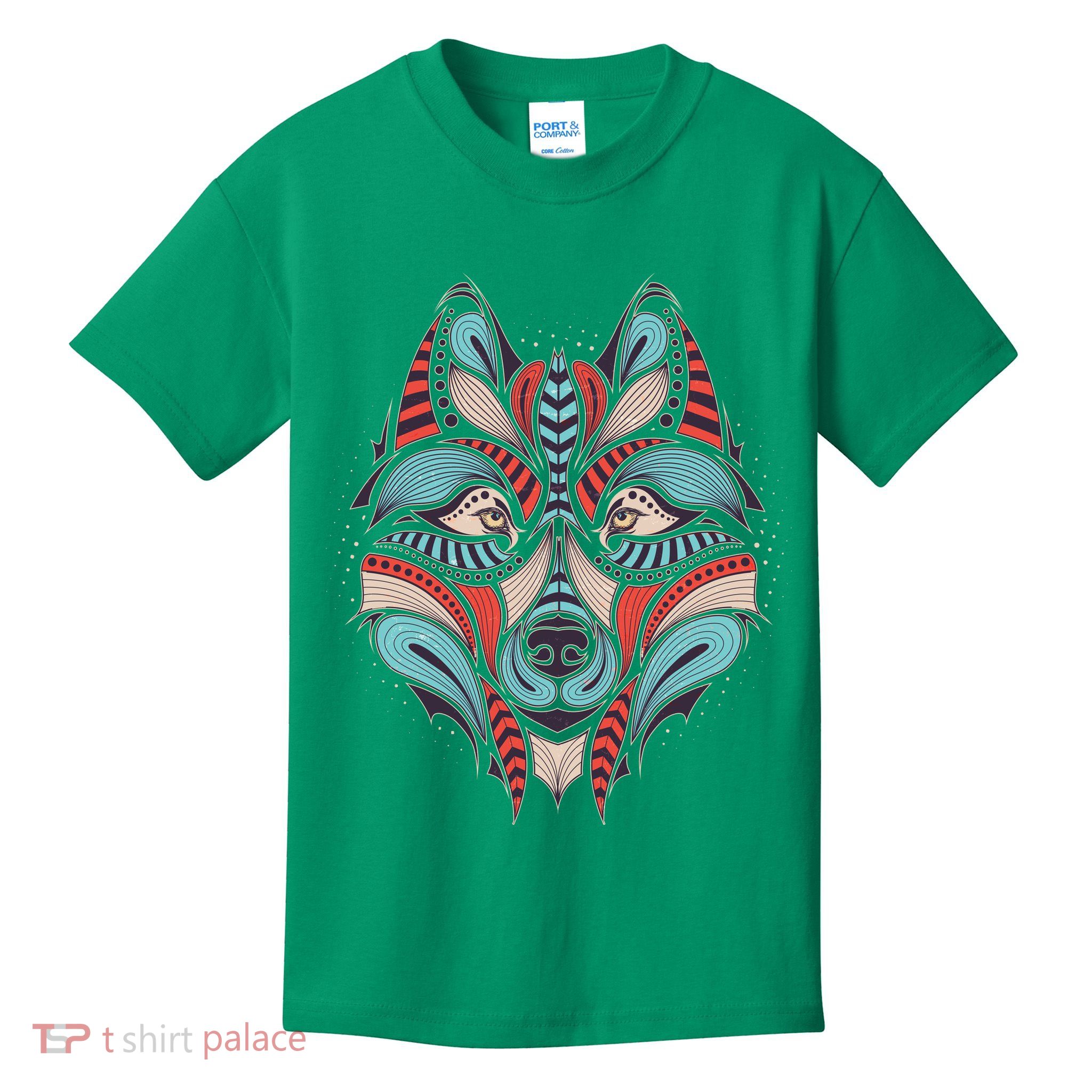 Native American Tribal Wolf Face Kids T-Shirt
