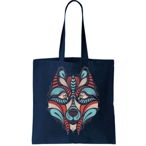 Native American Tribal Wolf Face Tote Bag