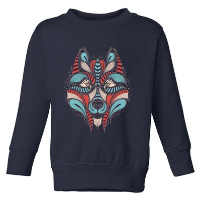 Native American Tribal Wolf Face Toddler Sweatshirt