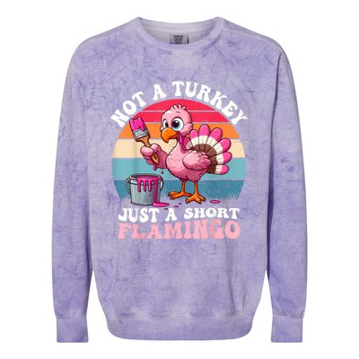 Not A Turkey Just A Short Flamingo Funny Thanksgiving Saying Colorblast Crewneck Sweatshirt