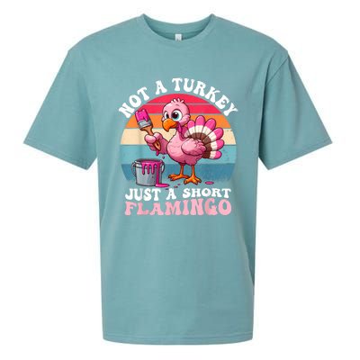 Not A Turkey Just A Short Flamingo Funny Thanksgiving Saying Sueded Cloud Jersey T-Shirt