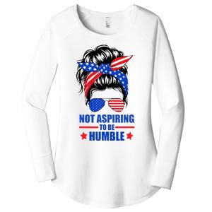 Not Aspiring To Be Humble Messy Bun Sunglasses American Flag Women's Perfect Tri Tunic Long Sleeve Shirt